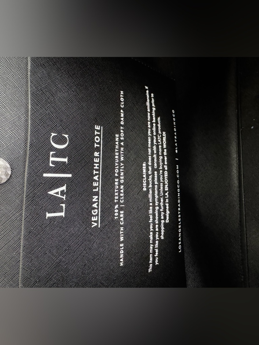 LATC Black Designer Print Tote Bag - Picture 4 of 4